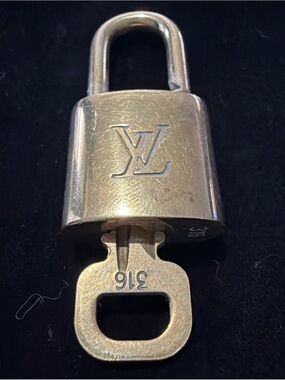 Louis Vuitton Solid Brass Gold Tone Padlock with #316 Key